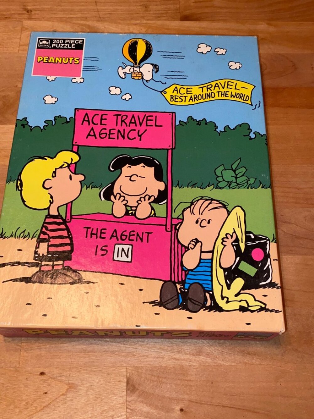 Vintage 80s Golden Peanuts Jigsaw Puzzle Snoopy Flying Ace Travel Agency Sealed